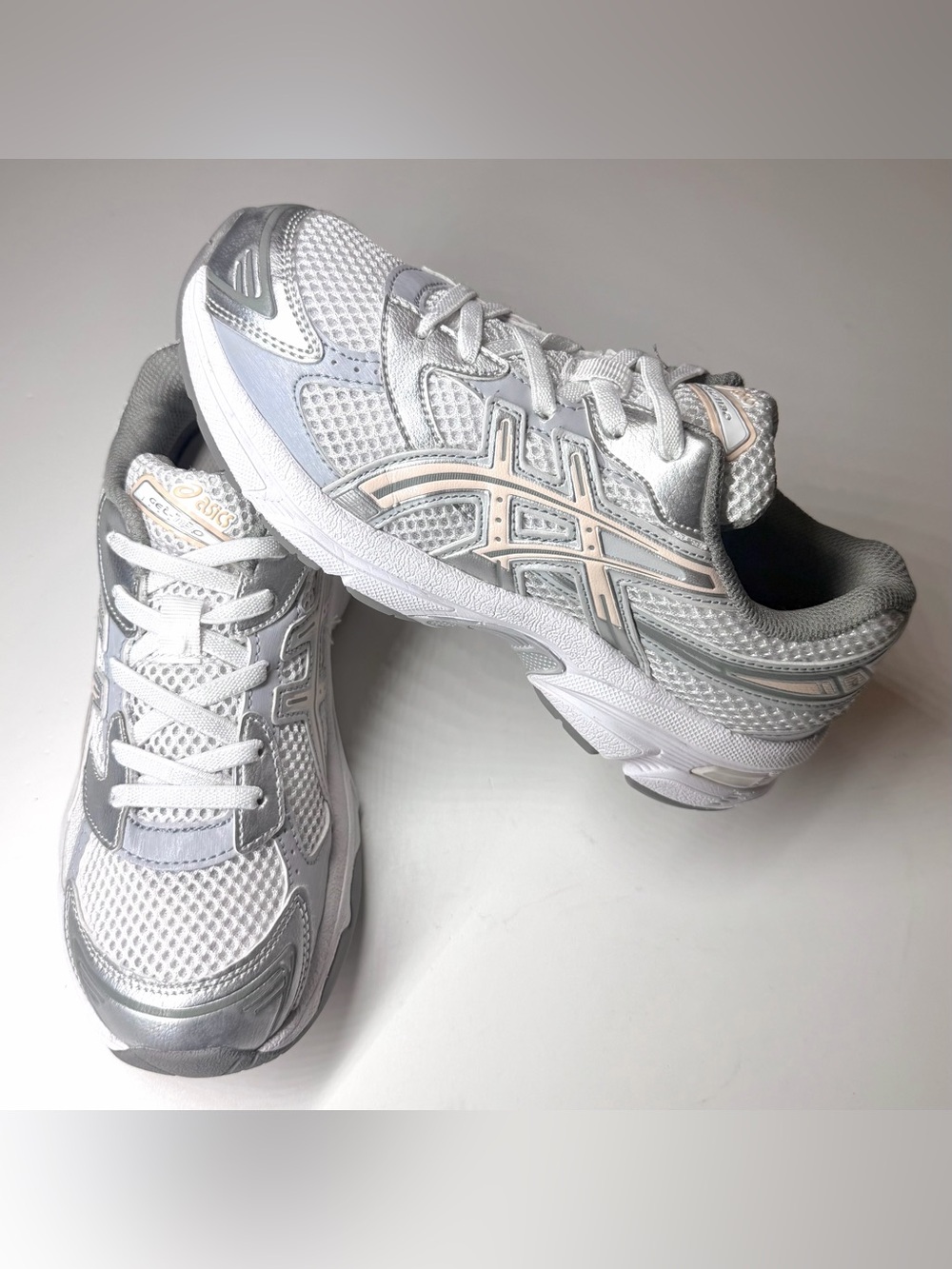 ASICS Kids Gel-1130 GS White Pearl Pink Silver Running Shoes Size-3 - Picture 6 of 9